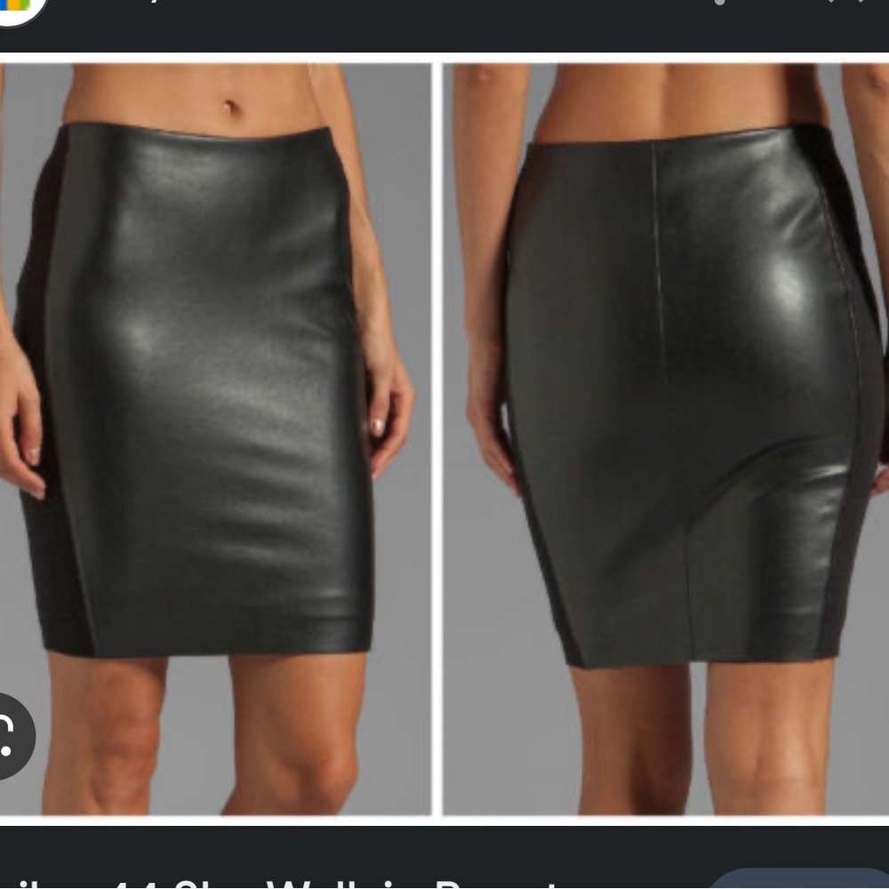 Leather Panel Pencil Skirt